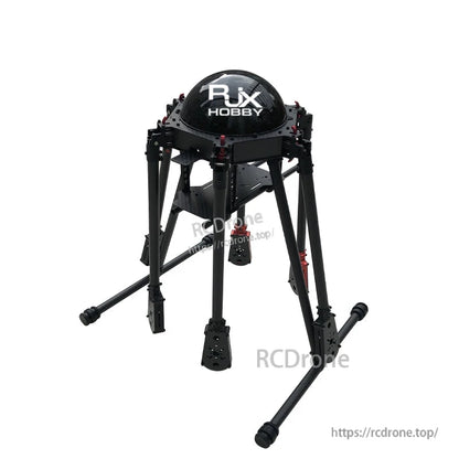 RJX850 carbon fiber umbrella folding hexacopter frame with dome top center plate and tall landing gear