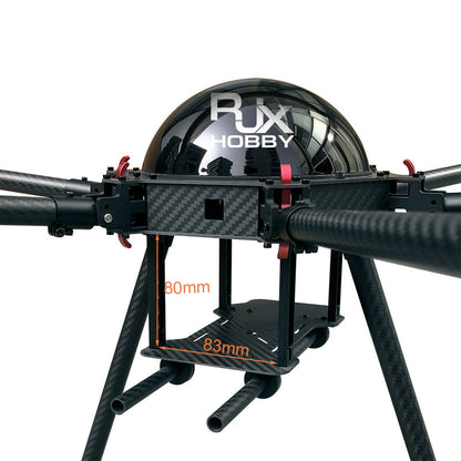 RJX850 carbon fiber hexacopter frame center body with landing gear and 80 mm x 83 mm mounting platform