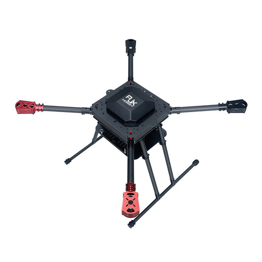 RJX900 folding carbon fiber quadcopter frame kit with long arms, central hub cover, and landing gear