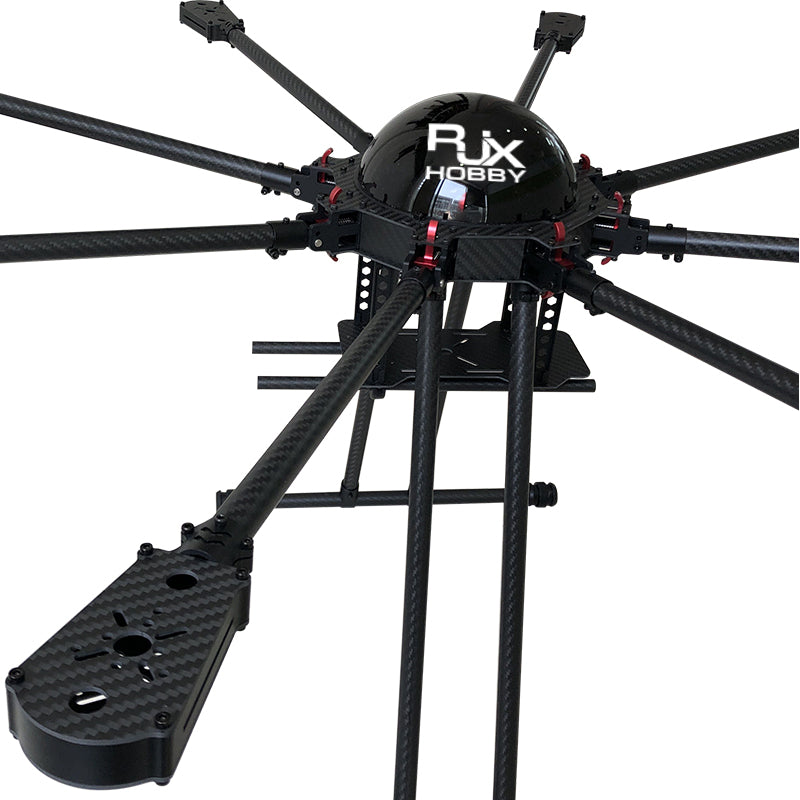 RJX 950mm 8-Axis Drone, Carbon fiber frame with technical specs: wheelbase, weight, dimensions, and compatibility with motors, ESCs, propellers, and flight controllers.