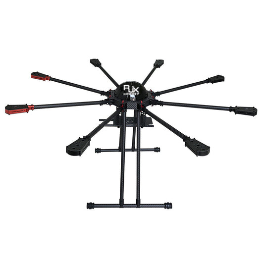 RJX950 950mm carbon fiber octocopter frame with folding arms, motor mount plates, and tall landing gear