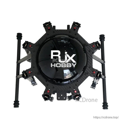 RJX950 950mm carbon fiber umbrella folding octocopter frame with 8 arms, motor mounts, and landing gear