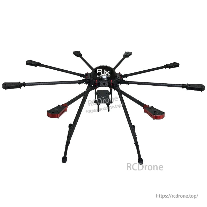 RJX950 950mm carbon fiber folding octocopter frame with eight arms, motor mounts, and landing gear