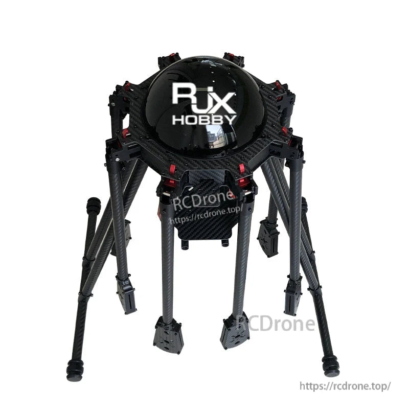 RJX Hobby carbon fiber umbrella-style folding multirotor frame with dome top and tall landing gear