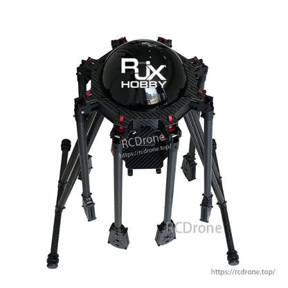 RJX Hobby carbon fiber umbrella-style folding multirotor frame with dome top and tall landing gear