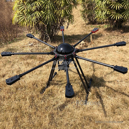 RJX950 carbon fiber octocopter frame with 8 arms, central dome body, motor mounts and tall landing gear