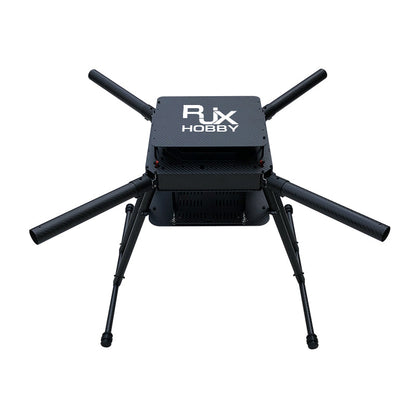 RJX Hobby carbon fiber quadcopter frame with four tubular arms, center plate, and tall landing gear