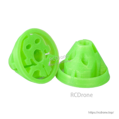 Two green 3D-printed protective covers for RC transmitter control sticks, 10mm size, set of 2