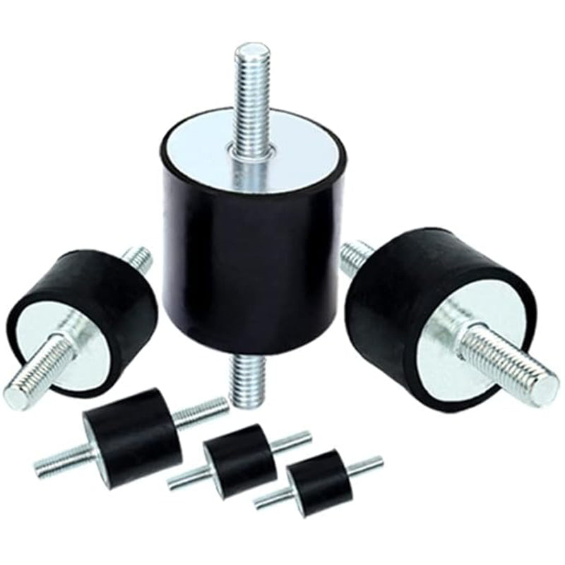 Rubber anti-vibration isolator damper bobbin mounts with metal threaded studs, assorted sizes