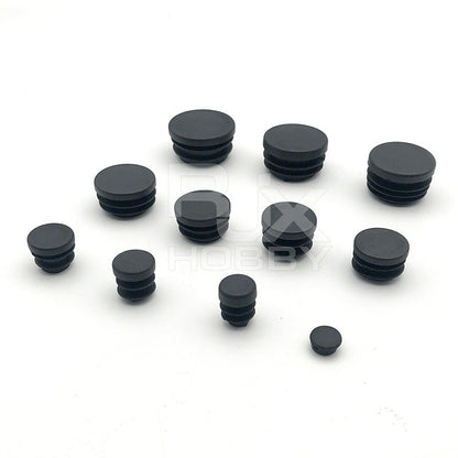 RJXHOBBY 10pcs Carbon Fiber Pipe Plug, Assorted black round pipe plug end caps in multiple sizes, 10-piece set for carbon fiber tubes