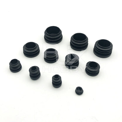 RJXHOBBY 10pcs Carbon Fiber Pipe Plug, Assorted black pipe plug set for carbon fiber tubes, with multiple stepped sizes for a snug press-fit finish