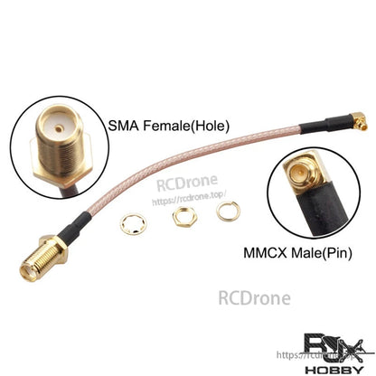 RJXHOBBY 120mm RG316 RF pigtail cable with SMA female bulkhead connector and MMCX male plug, plus nut and washers