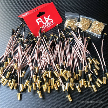 RJXHOBBY 120mm RG316 RF Pigtail Cable, RJXHOBBY RG316 RF pigtail cables with gold SMA bulkhead connectors and assorted mounting nuts