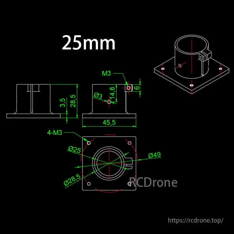 RJXHOBBY 16 20 25mm Statief Verticale Vaste Stoel Landingsgestel Armatuur Mount Buis Ondersteuning voor RC Landbouw Plant UAV drone