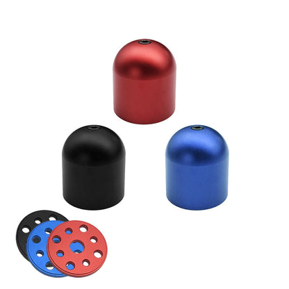 Red, black, and blue RJXHOBBY 45mm propeller spinner covers with matching perforated backplates