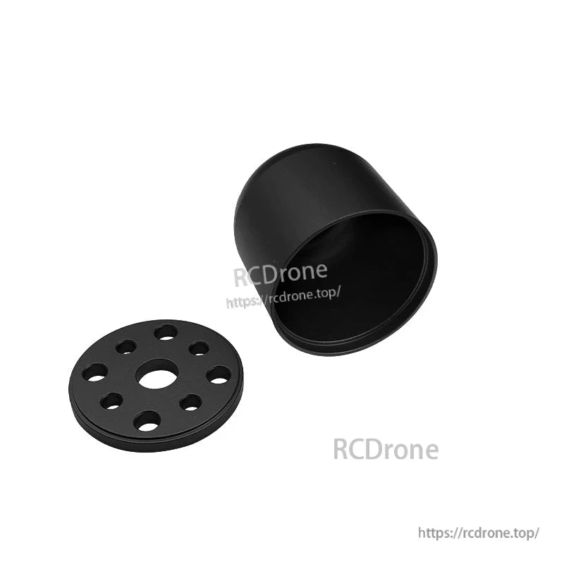 Black RC propeller spinner fairing with cone cover and drilled backplate, RJXHOBBY 45mm/1.75in size