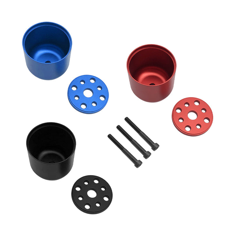 RJXHOBBY 45mm propeller spinner cover set with backplates and mounting bolts in red, blue, and black