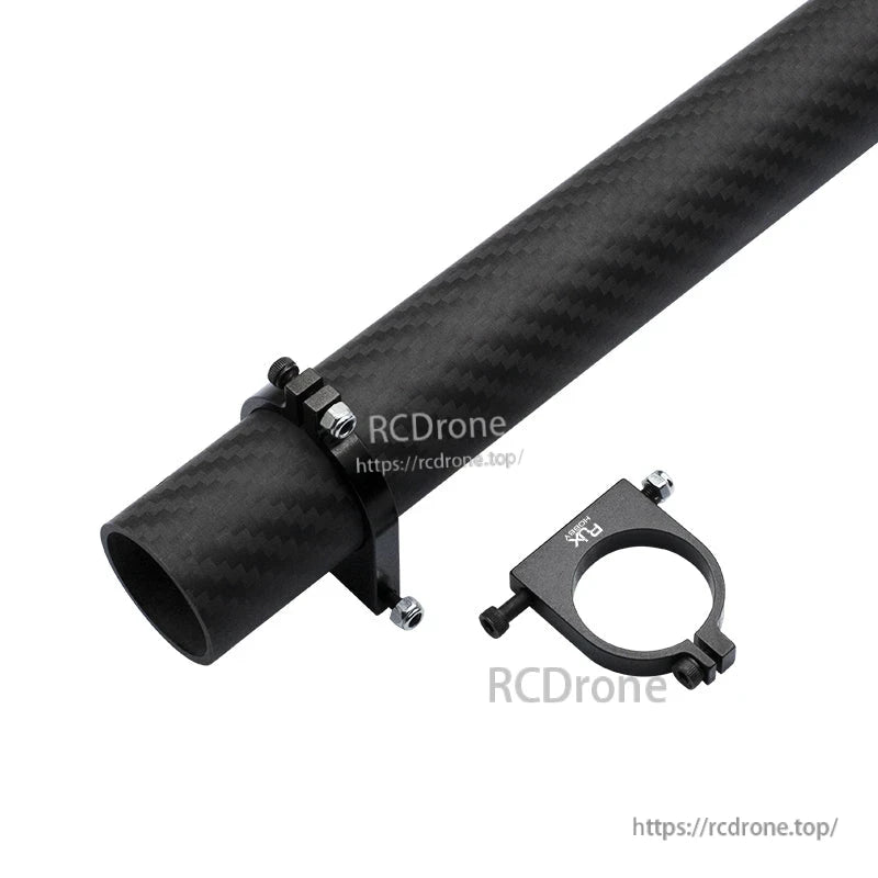 RJXHOBBY 1pc 25mm/30mm Pipe Clamp, Black aluminum pipe clamp with bolts mounted on a carbon fiber tube, RJXHOBBY 25/30mm size option