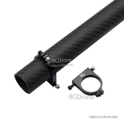 RJXHOBBY 1pc 25mm/30mm Pipe Clamp, Black aluminum pipe clamp with bolts mounted on a carbon fiber tube, RJXHOBBY 25/30mm size option