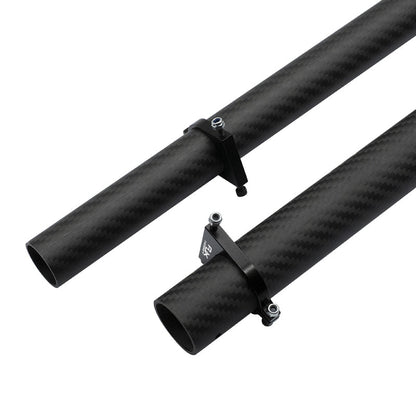 RJXHOBBY 1pc 25mm/30mm Pipe Clamp, RJXHOBBY 25mm/30mm black pipe clamp mounted on carbon fiber tube with bolt and mounting tab