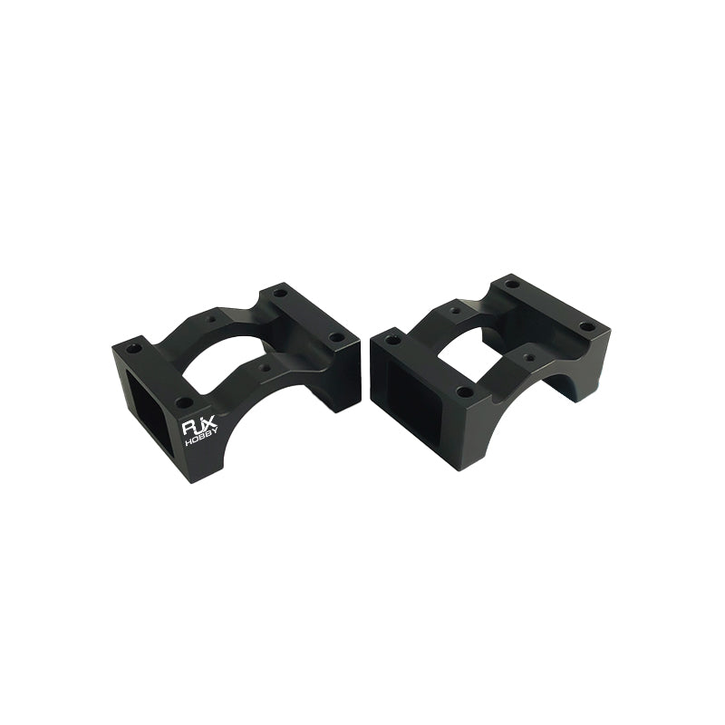 RJXHOBBY 1pc 40/45/50mm Pipe Clip Tubing Clamp, Two black RJXHOBBY pipe clip tubing clamps with semi-circular cutouts and multiple mounting screw holes