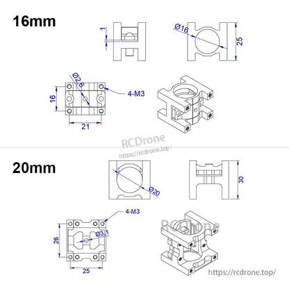 RJXHOBBY 1pc Pipe Clip Tubing Clamp 16/20/25mm Carbon Tube Fixed Joint for RC Agriculture UAV Drone