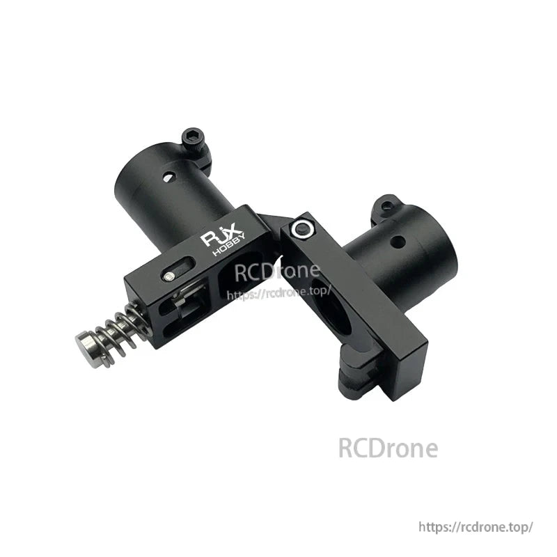 RJXHOBBY CNC aluminum 16mm folding arm tube joint for FPV drone, black hinge clamp with spring latch