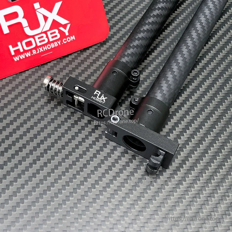 RJXHOBBY CNC aluminum horizontal folding arm tube joint clamp with spring latch on carbon fiber tubes