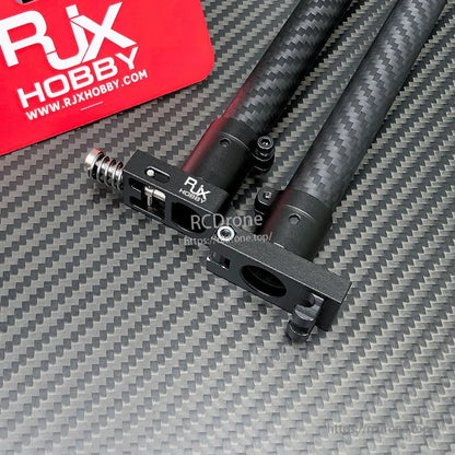 RJXHOBBY CNC aluminum horizontal folding arm tube joint clamp with spring latch on carbon fiber tubes