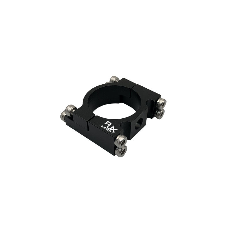 RJXHOBBY black aluminum 25mm tube clamp with four M3 screws and side mounting hole
