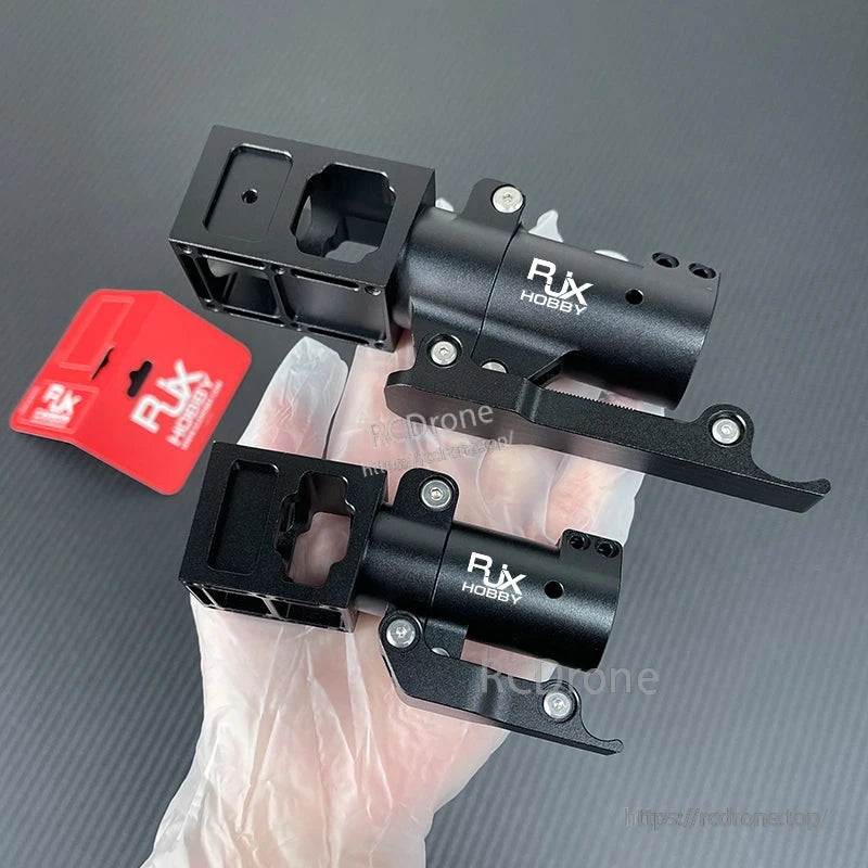 RJXHOBBY black aluminum folding down arm mount with hinge bracket and screws for UAV multicopter