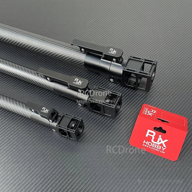 RJXHOBBY folding UAV multicopter arm mounts on carbon fiber tubes with black aluminum clamps and brackets