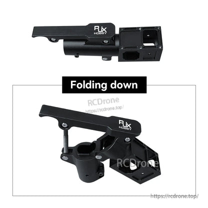 Black RJXHOBBY aluminium folding-down UAV multicopter arm bracket with hinge clamp and mounting block
