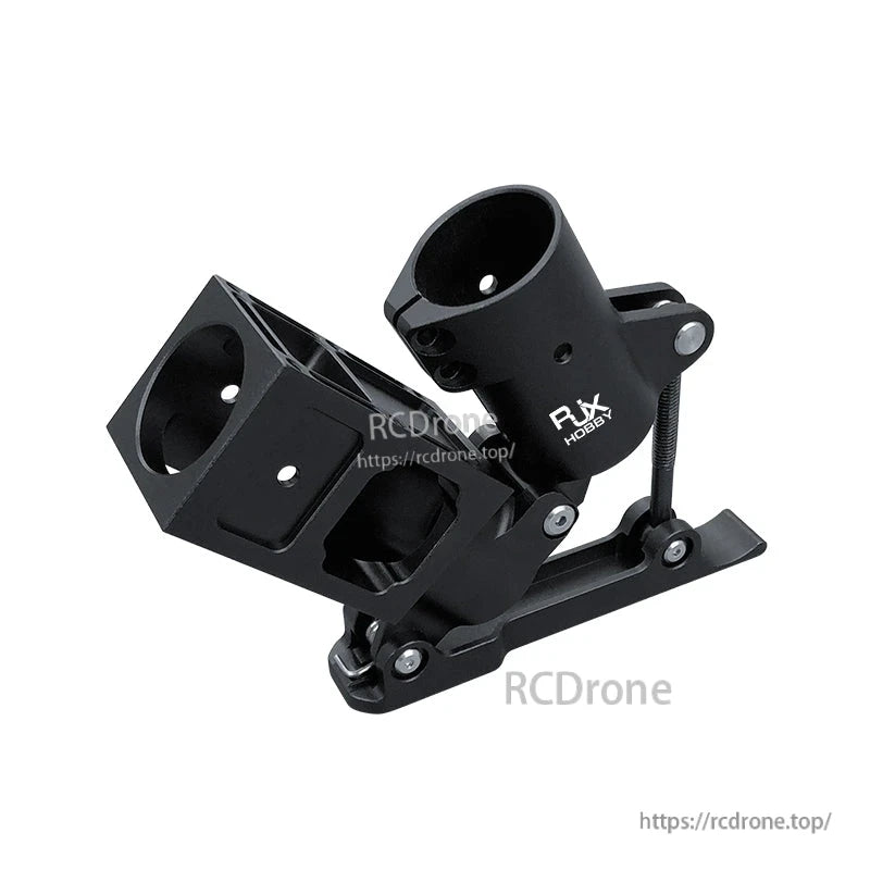 Black aluminum RJXHOBBY 5° folding down arm mount clamp with hinged bracket for UAV multicopter frame tubes