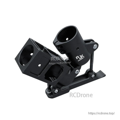 Black aluminum RJXHOBBY 5° folding down arm mount clamp with hinged bracket for UAV multicopter frame tubes