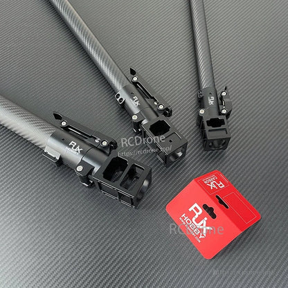 RJXHOBBY black aluminum folding down arm mounts on carbon-fiber tubes, with hinged clamp and hardware