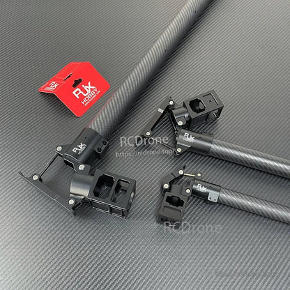 RJXHOBBY folding down drone arm mount on carbon fiber tube with black aluminum clamp and hinge bracket