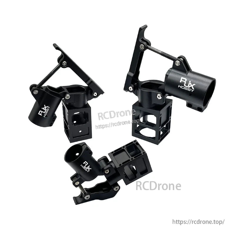 RJXHOBBY black aluminum 5° folding down arm clamp mount with spring hinge for UAV multicopter