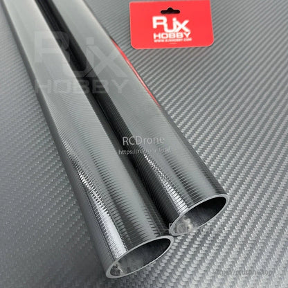 RJXHOBBY carbon fiber tapered cone-shaped tube with glossy woven finish, shown in a pair on carbon-fiber backdrop