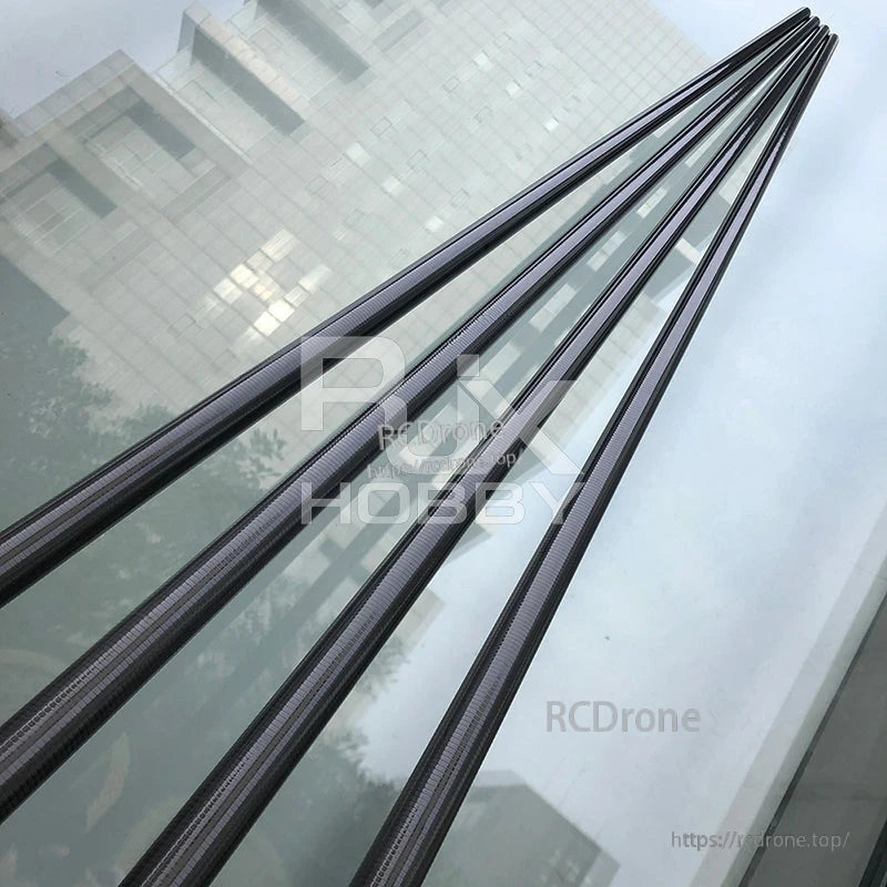 Carbon fiber tapered cone-shaped tubes with glossy woven finish, bundled together for RC and hobby builds