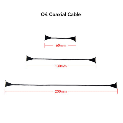 DJI O4 coaxial cable with slim black lead and micro connectors, length options 60mm, 130mm, and 200mm