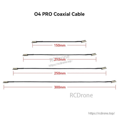 DJI O4 Pro coaxial cable with slim connectors, length options 150mm, 200mm, 250mm, and 300mm