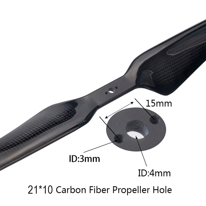 RJXHOBBY 21*10 Carbon Fiber Propeller, RJXHOBBY 21x10 carbon fiber propeller with 15mm hub and 3mm/4mm center hole adapter ring