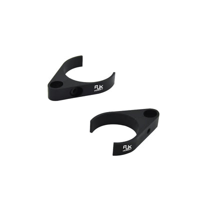 RJXHOBBY 25/30mm Aluminum Alloy Pipe Clamp, Pair of black RJXHOBBY aluminum alloy pipe clamps with semicircle cutout and mounting holes