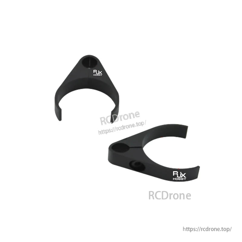 RJXHOBBY 25/30mm Aluminum Alloy Pipe Clamp, RJXHOBBY black aluminum alloy pipe clamps with split-ring design and mounting holes for round tubes