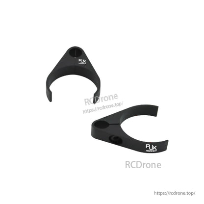 RJXHOBBY 25/30mm Aluminum Alloy Pipe Clamp, RJXHOBBY black aluminum alloy pipe clamps with split-ring design and mounting holes for round tubes