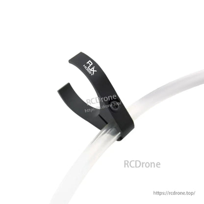 RJXHOBBY 25/30mm Aluminum Alloy Pipe Clamp, Black RJXHOBBY aluminum alloy pipe clamp mounted on a clear tube, with bolt hole and curved strap design