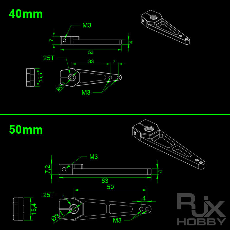 RJXHOBBY 1pcs 25T Futaba Savox Aluminum Servo Horn