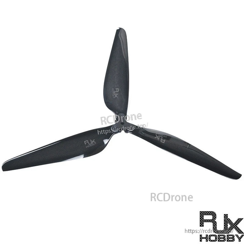 RJXHOBBY 26x8.5 carbon fiber folding propeller with black weave blades and RJX-branded hub