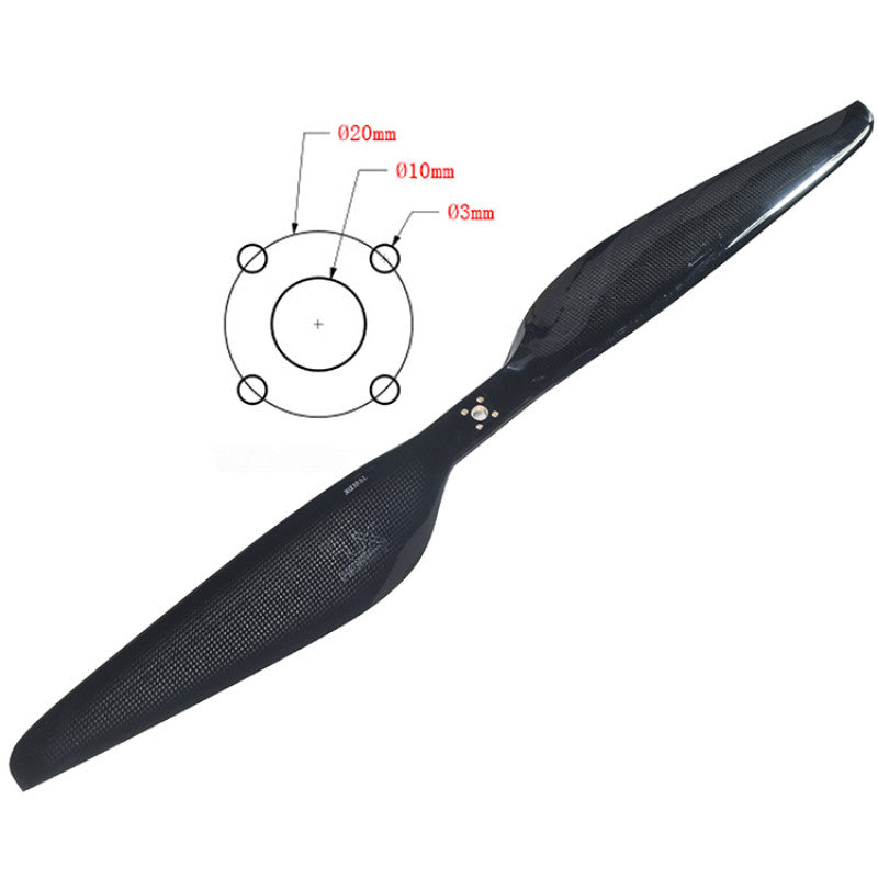 RJXHOBBY 26x8.5 inch 3K carbon fiber propeller with 4-bolt hub pattern and carbon weave finish for multirotor drones